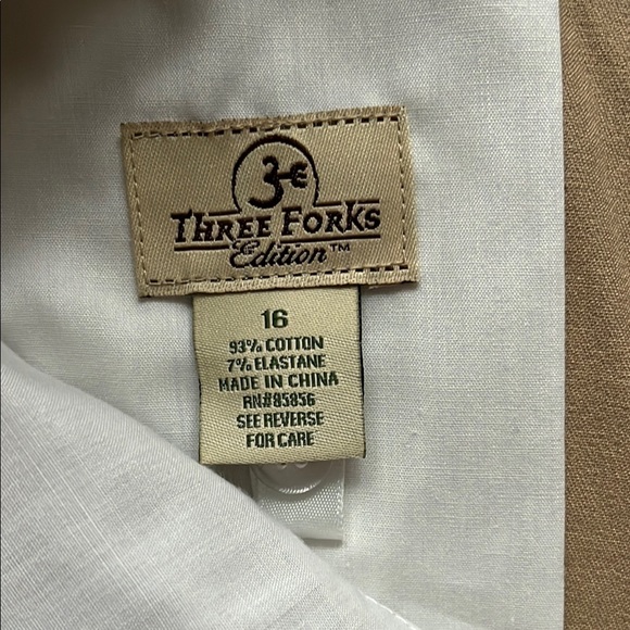 NWT Three Forks Cotton Blend Straight Leg Stretch Twill Khaki Trousers - Size 16 - Picture 14 of 15